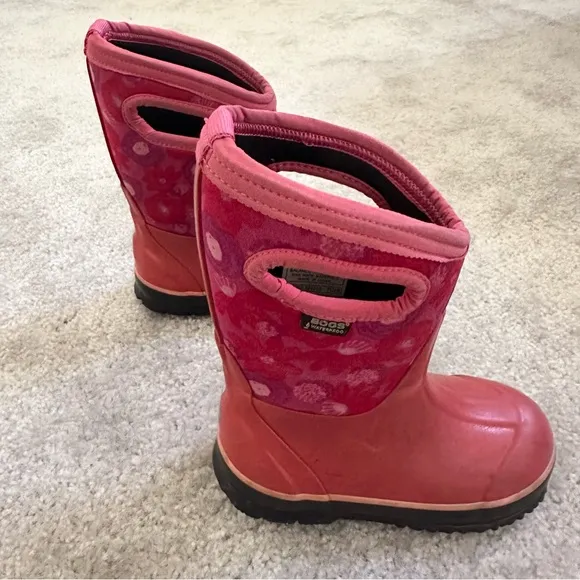 Bogs Classic Pink Red Rain &amp; Snow Boots Waterproof Insulated Little Kids size 9