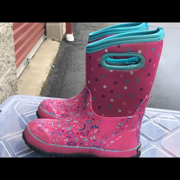 BOGS Classic Youth Girl's Pink Rainbow  Boots