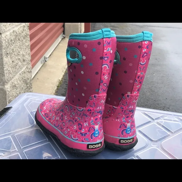 BOGS Classic Youth Girl's Pink Rainbow  Boots