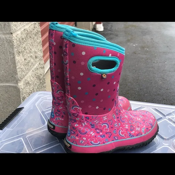 BOGS Classic Youth Girl's Pink Rainbow  Boots