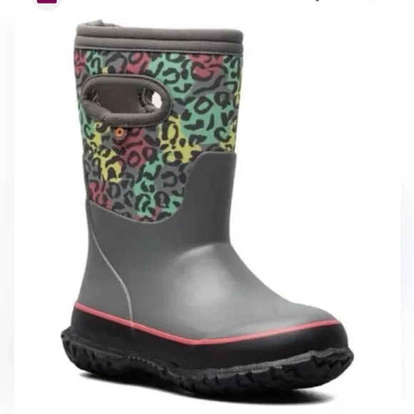 BOGS K GRASP LEOPARD  York Rain Boot, kids size  12 new