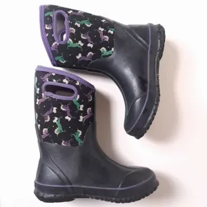 Bogs Kids Classic -30 Degree Insulated Unicorn Black Waterproof Boots Youth 5 38