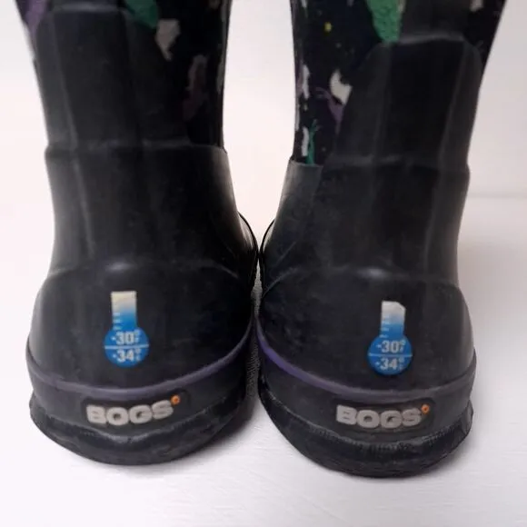 Bogs Kids Classic -30 Degree Insulated Unicorn Black Waterproof Boots Youth 5 38