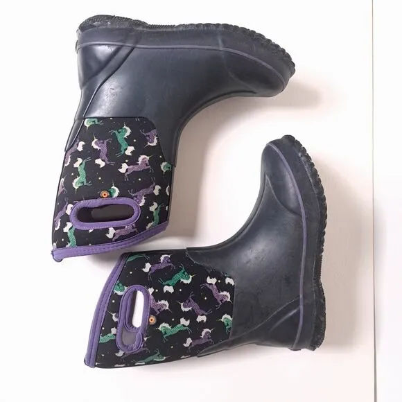Bogs Kids Classic -30 Degree Insulated Unicorn Black Waterproof Boots Youth 5 38
