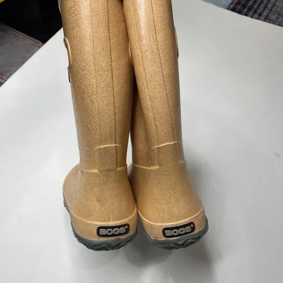 BOGS, kids gold glitter rain boot, girl's size 3, EUC.
