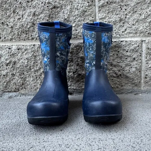 BOGS Neo-Classic Camo Insulated Boots Kids 5 Womens 7.5 Euro 38 Blue Winter Boot