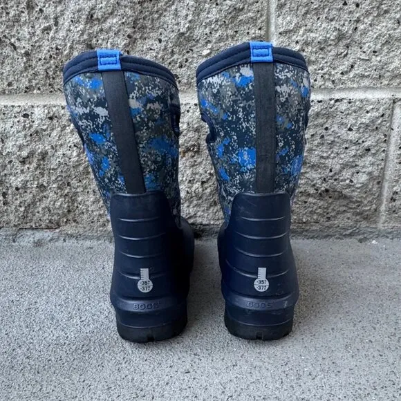 BOGS Neo-Classic Camo Insulated Boots Kids 5 Womens 7.5 Euro 38 Blue Winter Boot