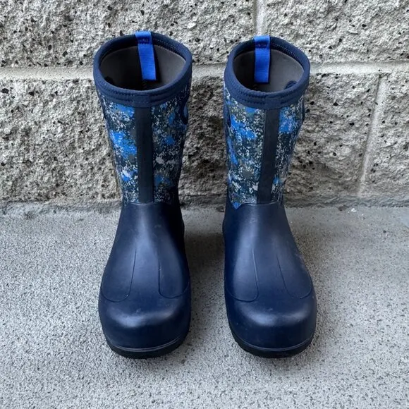 BOGS Neo-Classic Camo Insulated Boots Kids 5 Womens 7.5 Euro 38 Blue Winter Boot
