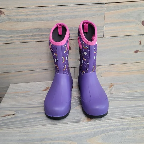 Bogs Neo-Classic Rainbows Insulated Waterproof Boots Sz 5Y or EU38