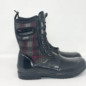 Bogs Sidney Plaid Rain Boots Women's US 10 Neo Tech Lace Up Insulated Waterproof
