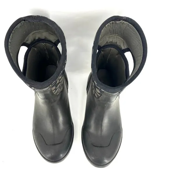 Bogs Women's Gray Leaves Plimsoll Mid Insulated Waterproof Winter Rain Boots (8)
