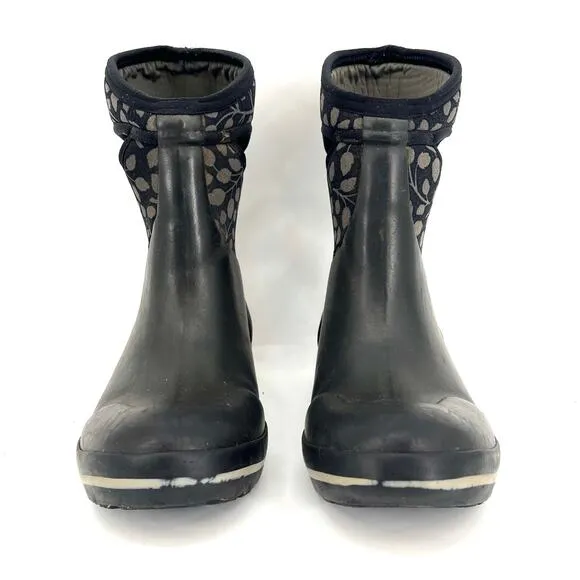 Bogs Women's Gray Leaves Plimsoll Mid Insulated Waterproof Winter Rain Boots (8)