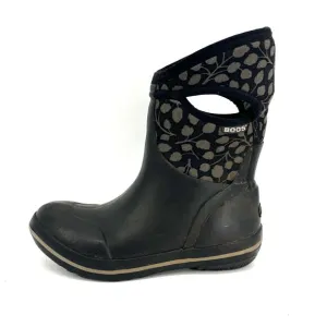 Bogs Women's Gray Leaves Plimsoll Mid Insulated Waterproof Winter Rain Boots (8)