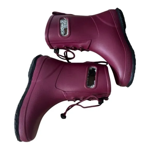 BOGS Girls Amanda II Plush Burgundy Red Waterproof Pull On Lace Up Boots Size 2