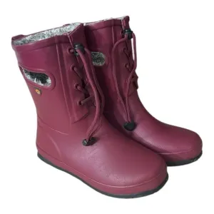 BOGS Girls Amanda II Plush Burgundy Red Waterproof Pull On Lace Up Boots Size 2