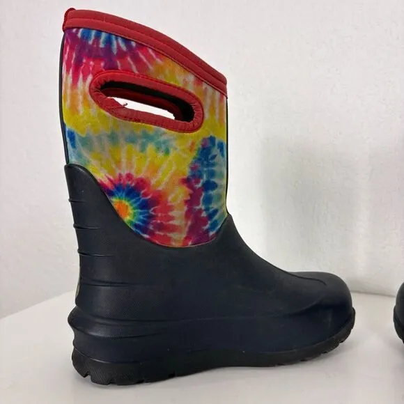 BOGS Rainbow Tie Dye Insulated Pull On Winter Muck Snow Boots Youth Size 3