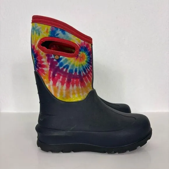 BOGS Rainbow Tie Dye Insulated Pull On Winter Muck Snow Boots Youth Size 3
