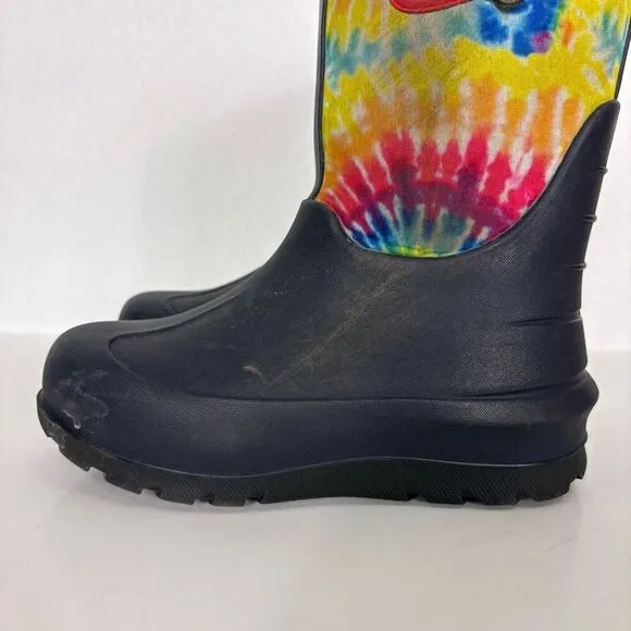 BOGS Rainbow Tie Dye Insulated Pull On Winter Muck Snow Boots Youth Size 3