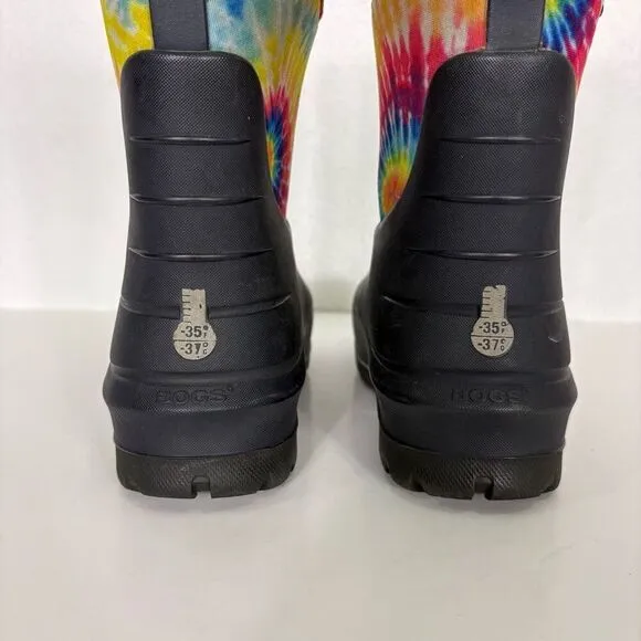 BOGS Rainbow Tie Dye Insulated Pull On Winter Muck Snow Boots Youth Size 3