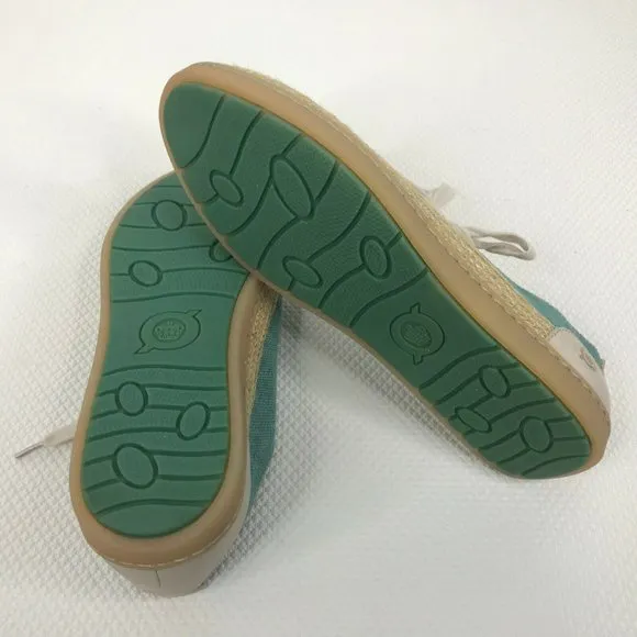 Born Corfield Leather Canvas Sneakers Shoes Turquoise Blue Cream Raffia