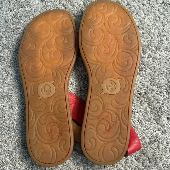 Born Inlet Sandals 11 red slingback leather back strap nautical comfy casual