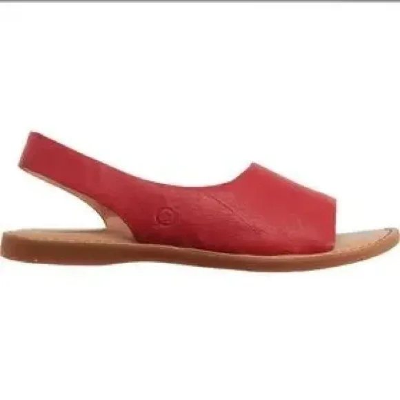 Born Inlet Sandals 11 red slingback leather back strap nautical comfy casual