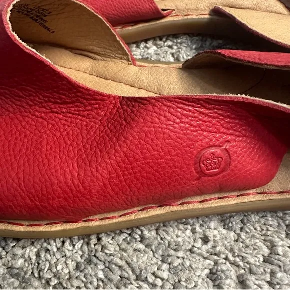Born Inlet Sandals 11 red slingback leather back strap nautical comfy casual