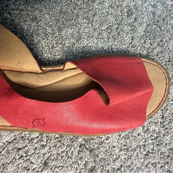 Born Inlet Sandals 11 red slingback leather back strap nautical comfy casual