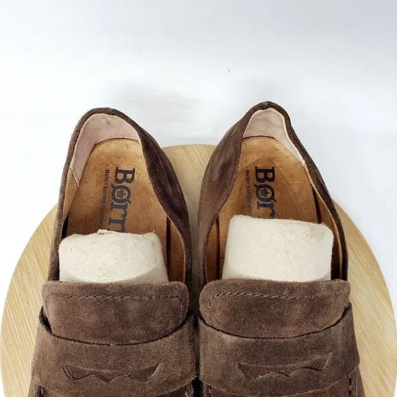 Born Melinda Shoes Womens 9 Penny Loafer Brown Suede Comfort Slip On Driving Moc