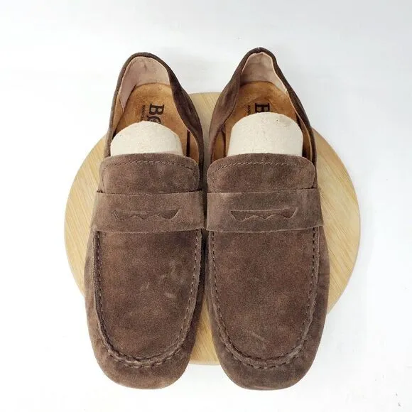 Born Melinda Shoes Womens 9 Penny Loafer Brown Suede Comfort Slip On Driving Moc