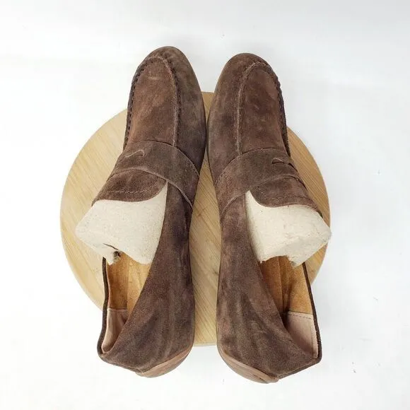 Born Melinda Shoes Womens 9 Penny Loafer Brown Suede Comfort Slip On Driving Moc