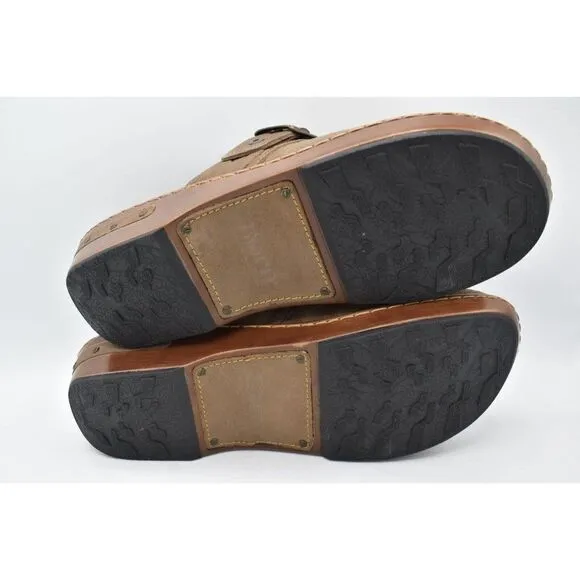 Born Womens Size 11 Banyan Grey Slip on Leather Comfort Clogs Sandals Shoes