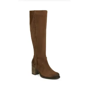 Bos. &amp; Co Houston Suede Knee High Boots Tan Size 38 / 7 - 7.5  Fringe Waterproof