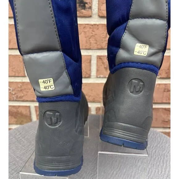 Boy's Merrell Snow Boots Waterproof Insulated Blue &amp; Gray Size 5