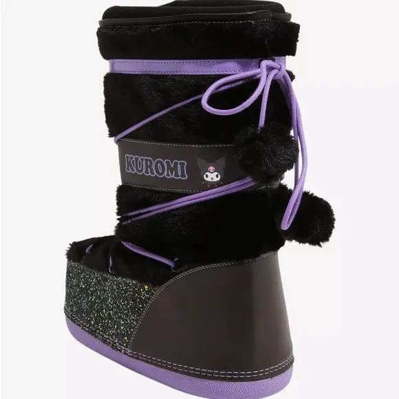 Brand New Kuromi X YRU Fuzzy Blizz Moon black boots purple size 9 women’s NWOB