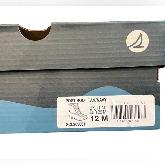 BRAND NEW SPERRY Port Boot Duck Boots - Size 12 - Beige &amp; Navy