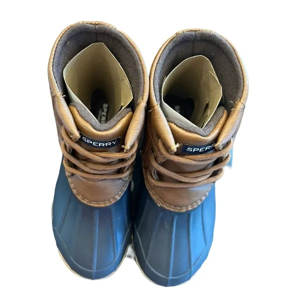 BRAND NEW SPERRY Port Boot Duck Boots - Size 12 - Beige &amp; Navy