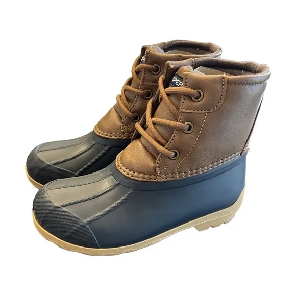 BRAND NEW SPERRY Port Boot Duck Boots - Size 12 - Beige &amp; Navy