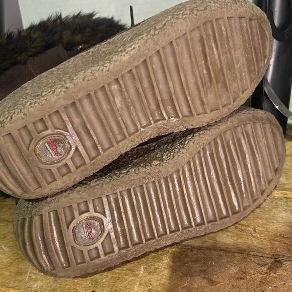 Brilliant Womens Brown Waterproof Suede Faux Fur Insulated Wedge Winter Boots 10