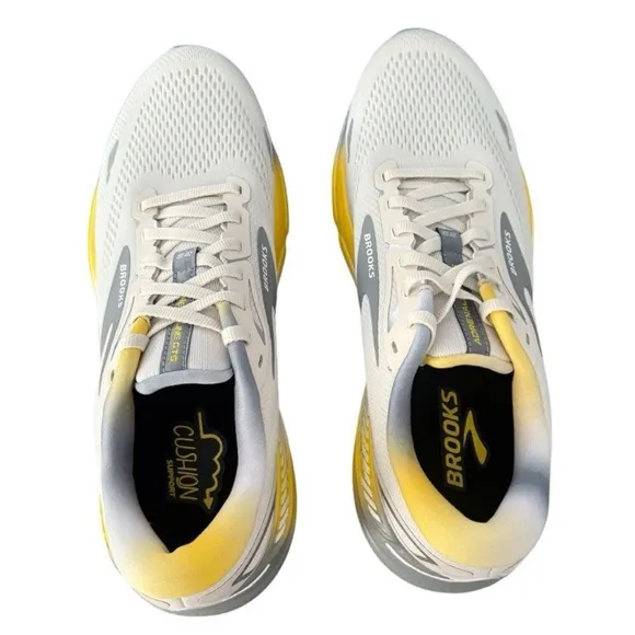 Brooks Adrenaline GTS 23 Men's Running Shoes Size 11 Cyber Yellow and Sand Grey