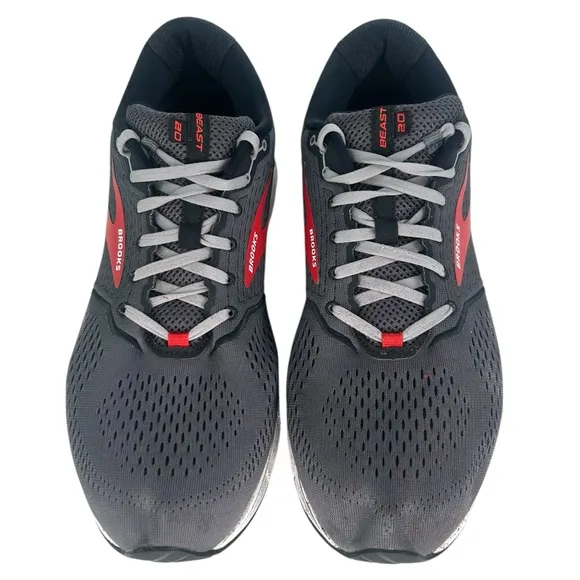 Brooks Beast '20 Running Shoes Black/gray/Red Mens 14 Wide 2E Athletic Training