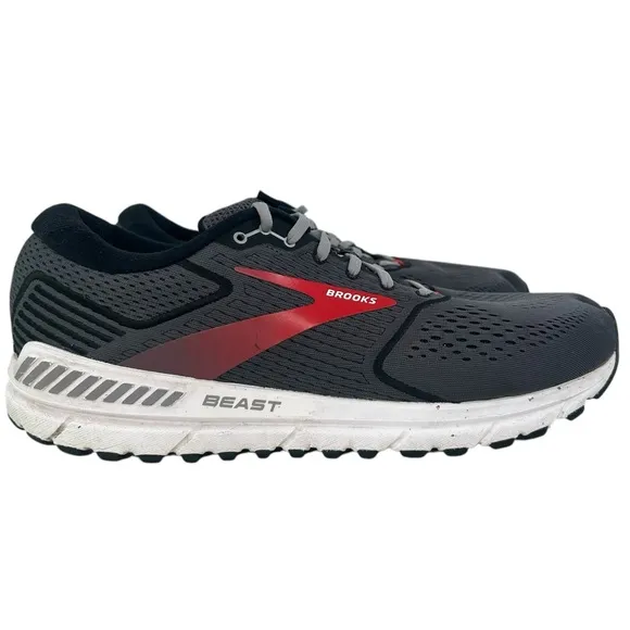 Brooks Beast '20 Running Shoes Black/gray/Red Mens 14 Wide 2E Athletic Training