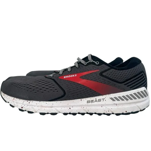 Brooks Beast '20 Running Shoes Black/gray/Red Mens 14 Wide 2E Athletic Training