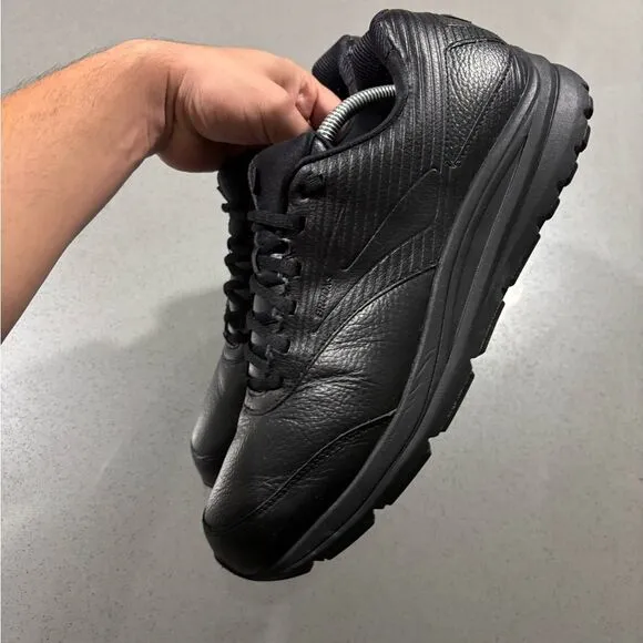 Brooks Addiction Walker 2 Black Leather Comfort Sneakers Size 12 Wide 2E Shoes