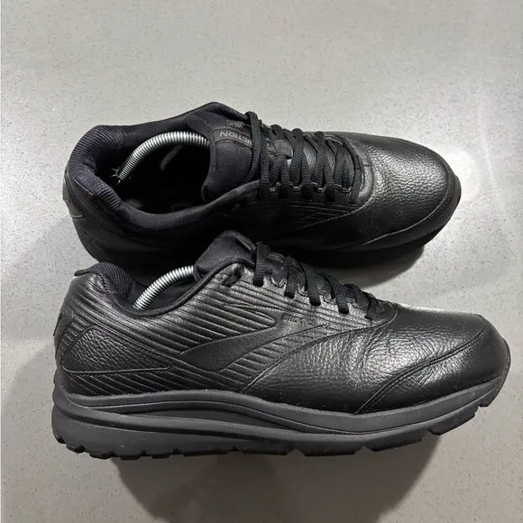 Brooks Addiction Walker 2 Black Leather Comfort Sneakers Size 12 Wide 2E Shoes