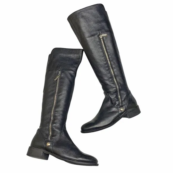 BROWNS of Canada Black Leather Insulated Knee Zip‎ Tall Boots