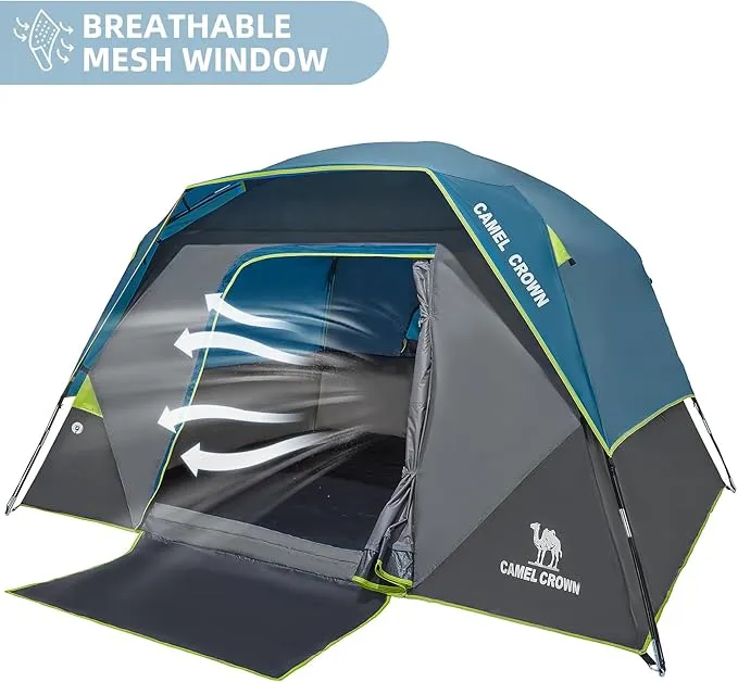 CAMEL CROWN Tents for Camping 4 Person Tent Waterproof Easy Setup Backpacking Tents with Floor Mats Family Tent for Outdoor Hiking