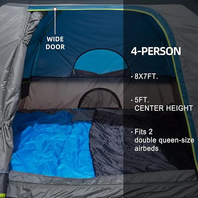 CAMEL CROWN Tents for Camping 4 Person Tent Waterproof Easy Setup Backpacking Tents with Floor Mats Family Tent for Outdoor Hiking