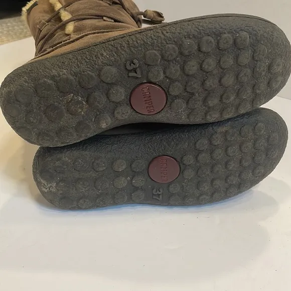 CAMPER Industrial Afelpado Arena Suede and Faux Fur Lined Moccasin Boots…
