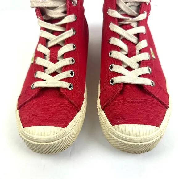 Cariuma OCA High Top Sneakers Womens 7 Red Canvas Lace Up Mens 5.5 Shoes